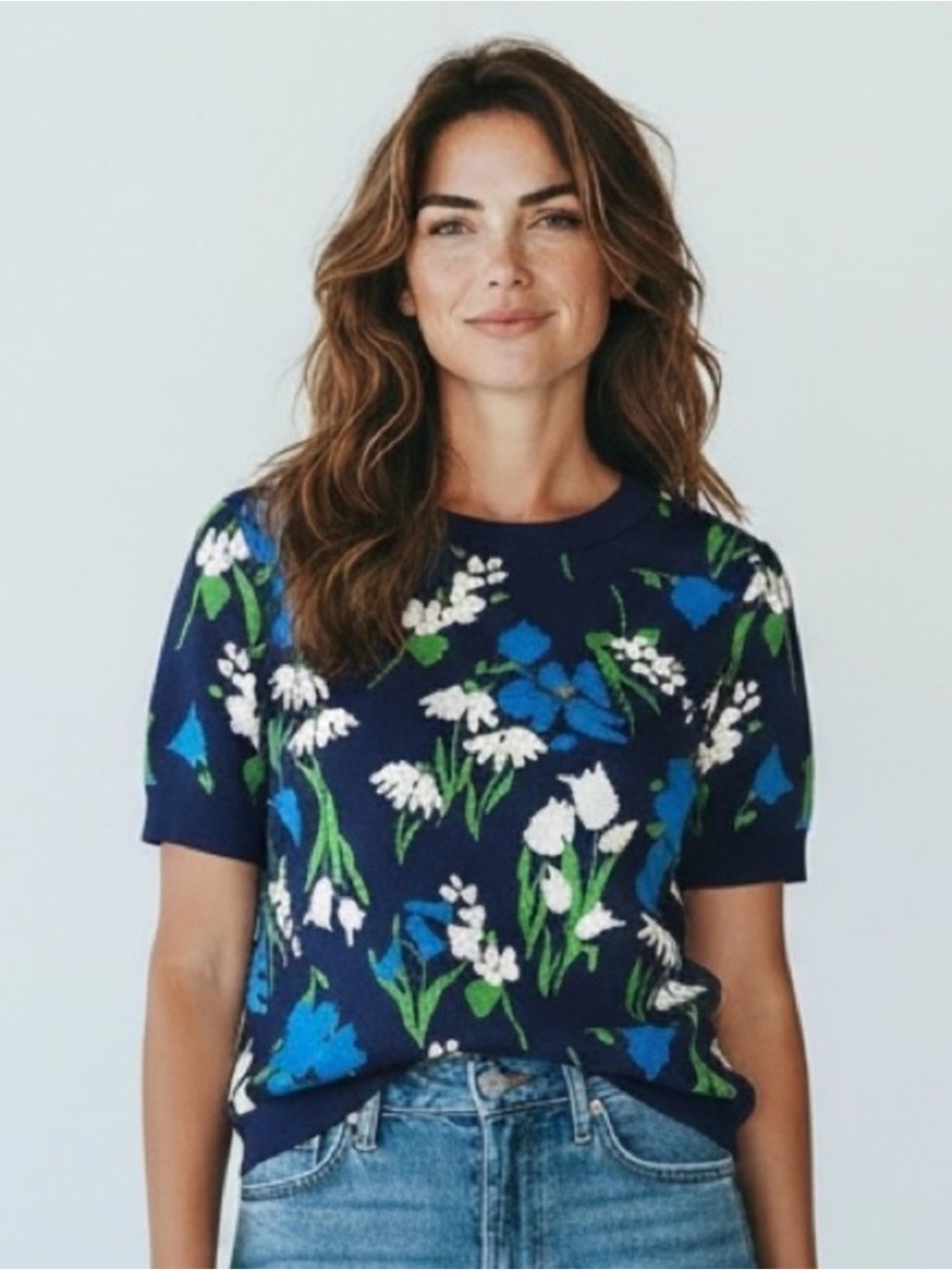 NEW WT kate spade x Target Floral Navy Short-Sleeve Knit Tee XXL